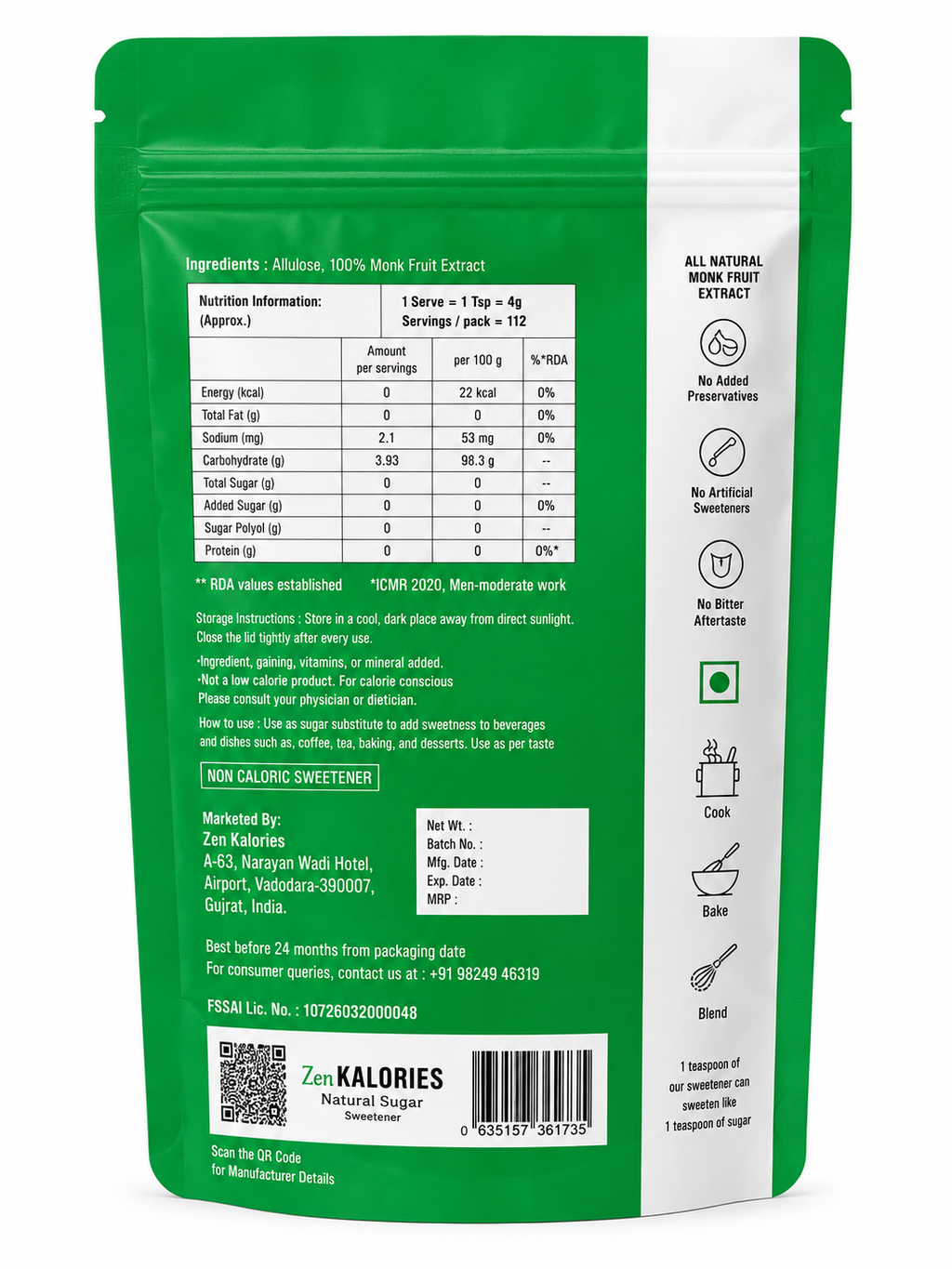 Zero Kal0ries – Natural Sweetener - 100g/450g/900g